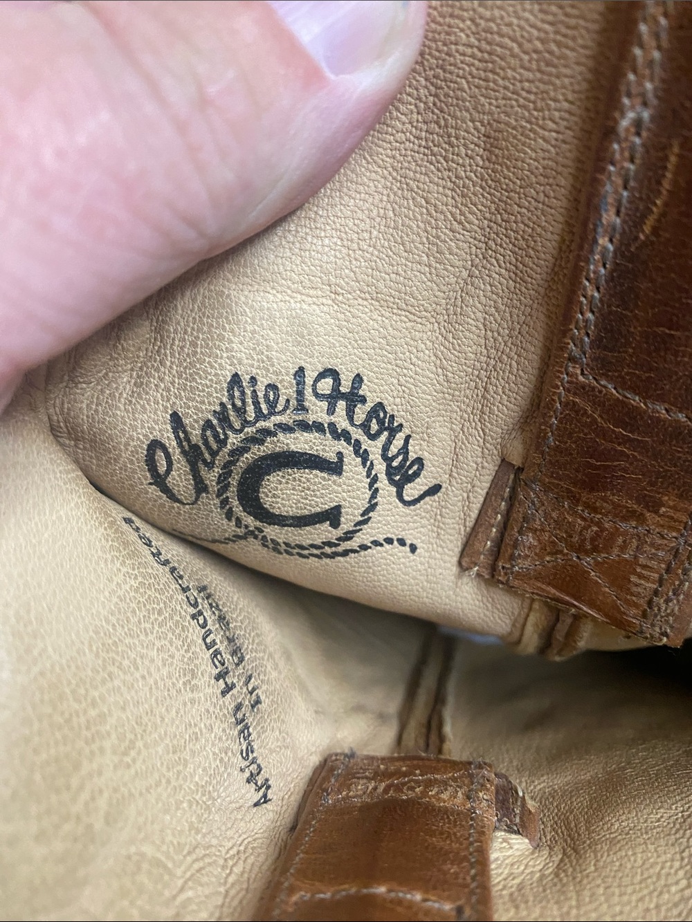 Charlie Horse Classic Brown Leather Cowboy Boots size 7B pointy toe - Picture 11 of 12
